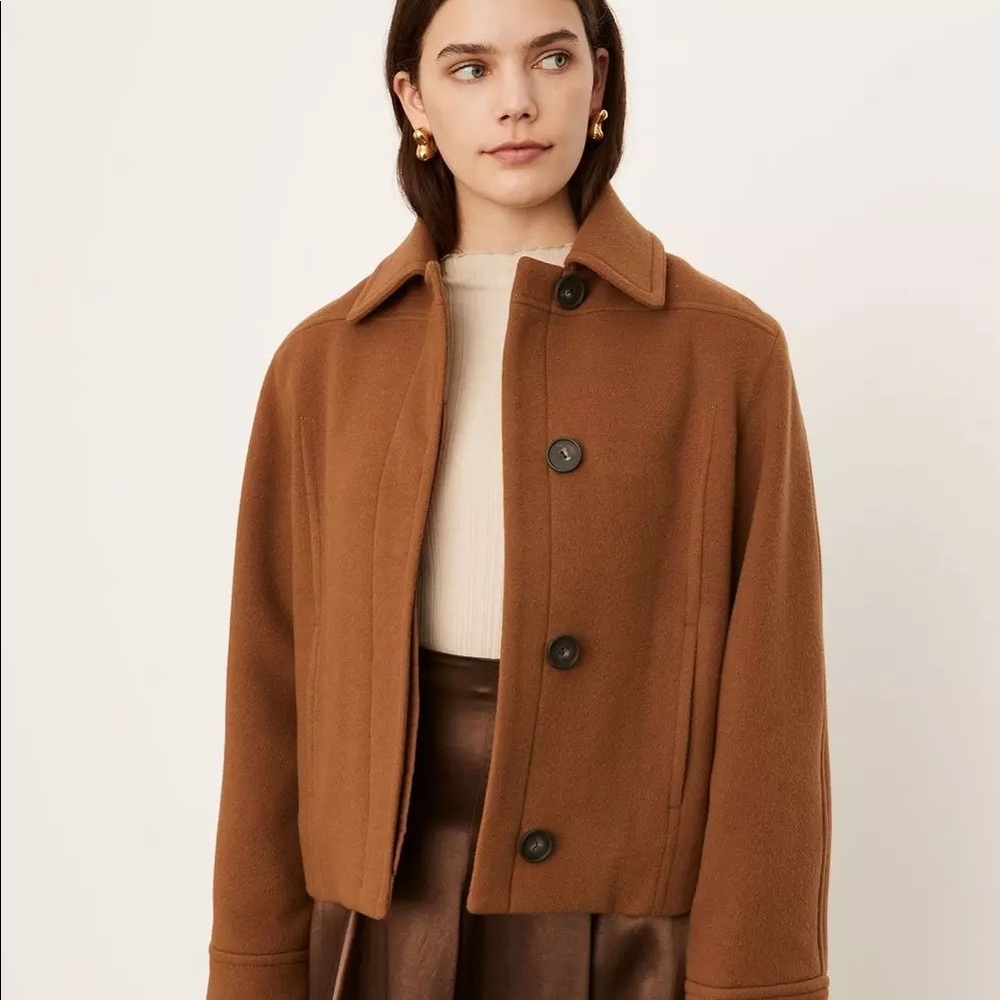 NWT $595 Vince Crop Wool Jacket Coat in Brown